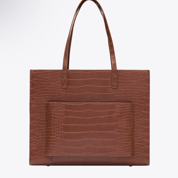 Brown Crocodile Pattern Tote Bag - Picture 2 of 9